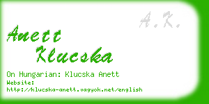 anett klucska business card